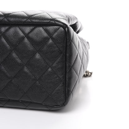 Chanel Grained Calfskin Quilted CC Chain Bucket Drawstring Bag Black 9 of 9