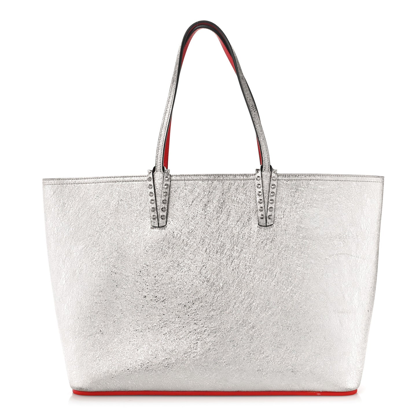 Calfskin Spikes East West Cabata Tote Silver