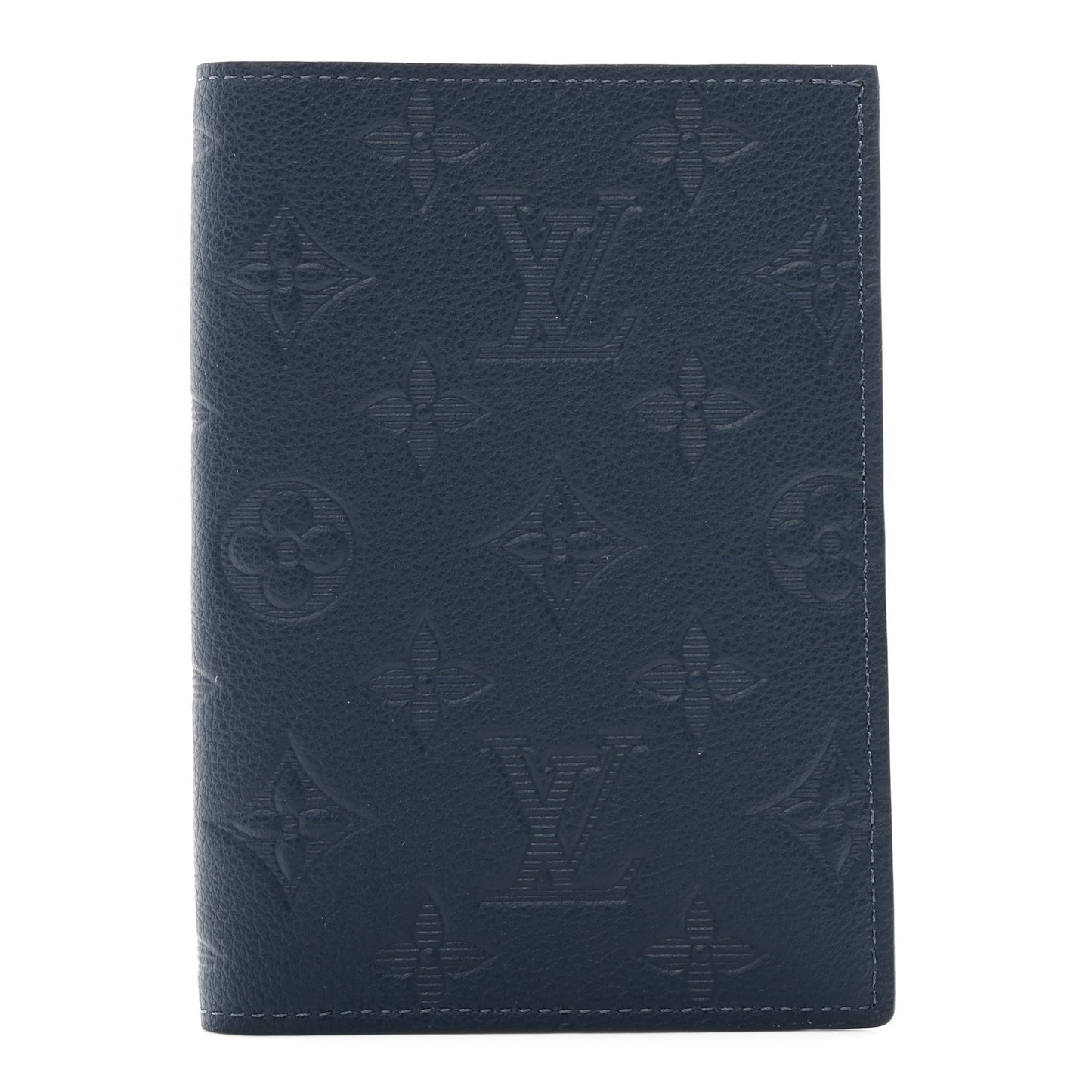 Calfskin Monogram Shadow Passport Cover Navy Blue