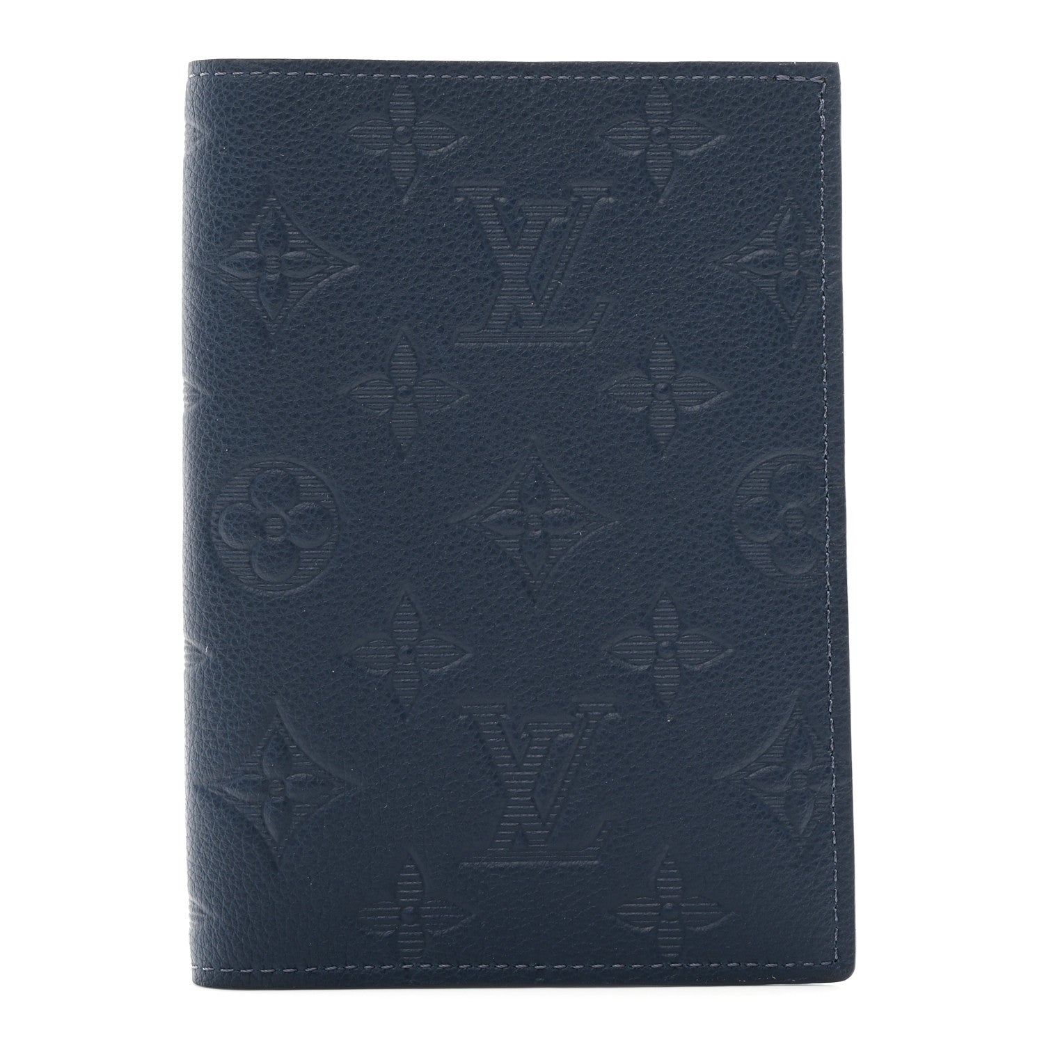 Louis Vuitton Calfskin Monogram Shadow Passport Cover Navy Blue 1 of 6