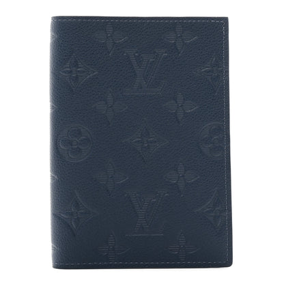 Louis Vuitton Calfskin Monogram Shadow Passport Cover Navy Blue 1 of 6