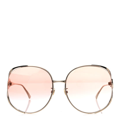 Gucci Metal Oversized Round Frame GG0225S Sunglasses Gold 2 of 8