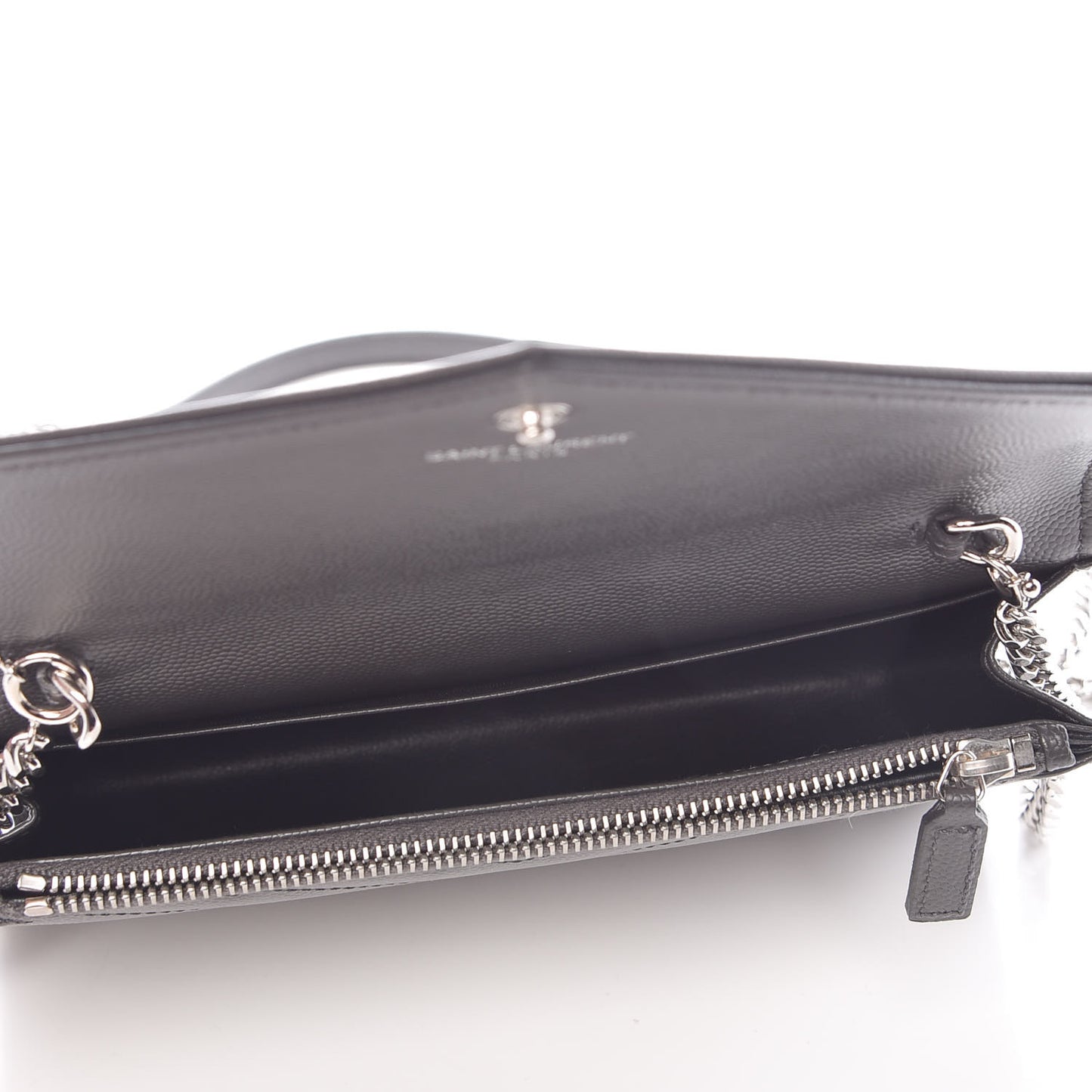 Grain De Poudre Matelasse Chevron Monogram Envelope Chain Wallet Coal