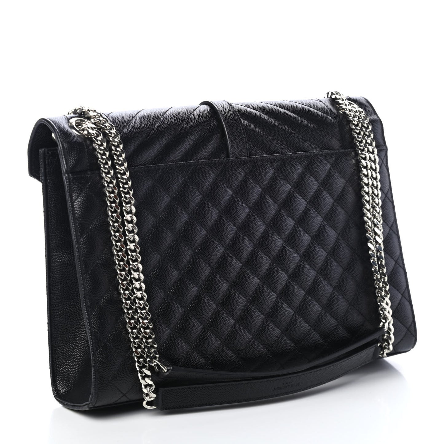 Grain De Poudre Textured Mixed Matelasse Large Triquilt Monogram Satchel Black