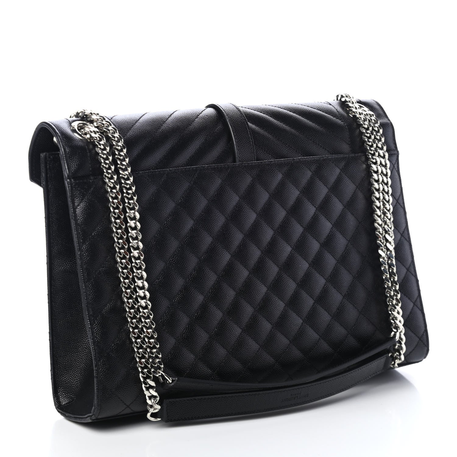 Saint Laurent Grain De Poudre Textured Mixed Matelasse Large Triquilt Monogram Satchel Black 2 of 4