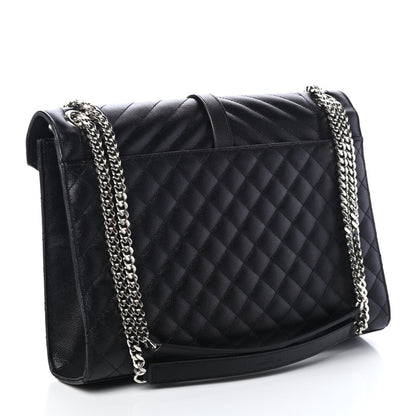 Saint Laurent Grain De Poudre Textured Mixed Matelasse Large Triquilt Monogram Satchel Black 2 of 4