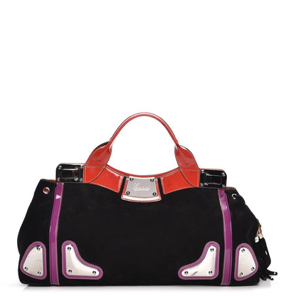 Gucci Suede Race Medium Top Handle Tote Black 1 of 14