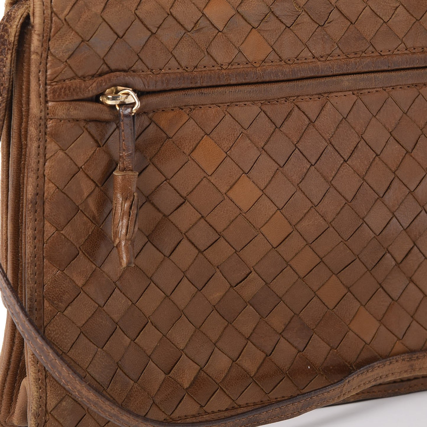 Nappa Intrecciato Flap Bag Noce