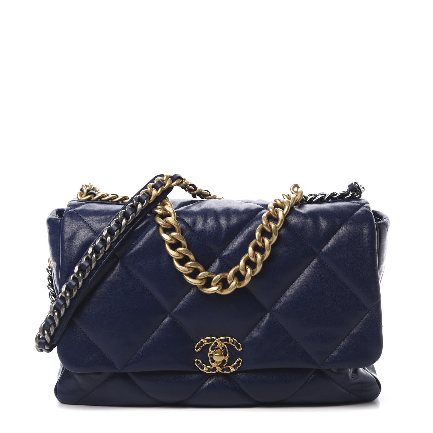 Goatskin Quilted Maxi 19 Flap Dark Blue
