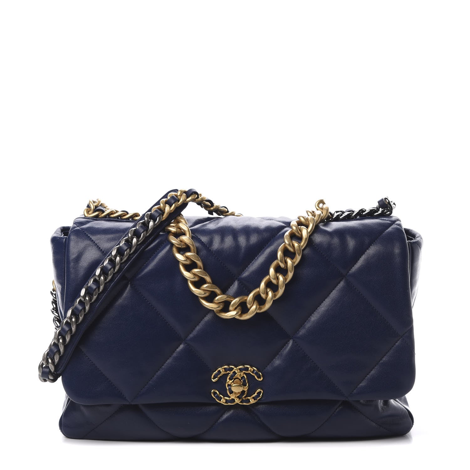 Chanel Goatskin Quilted Maxi 19 Flap Dark Blue 2 of 12