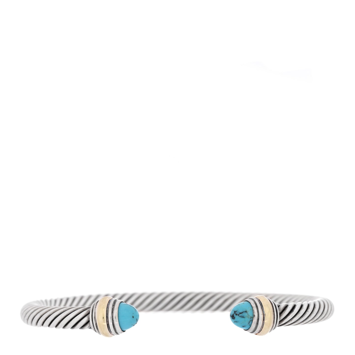 Sterling Silver 14K Yellow Gold Turquoise 5mm Cable Classics Bracelet