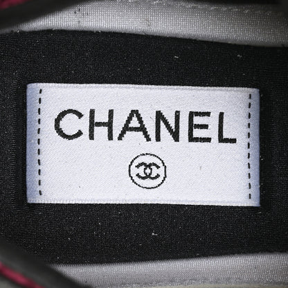Chanel Velvet Calfskin Mixed Fibers CC Sneakers 39 Dark Pink Green 7 of 9