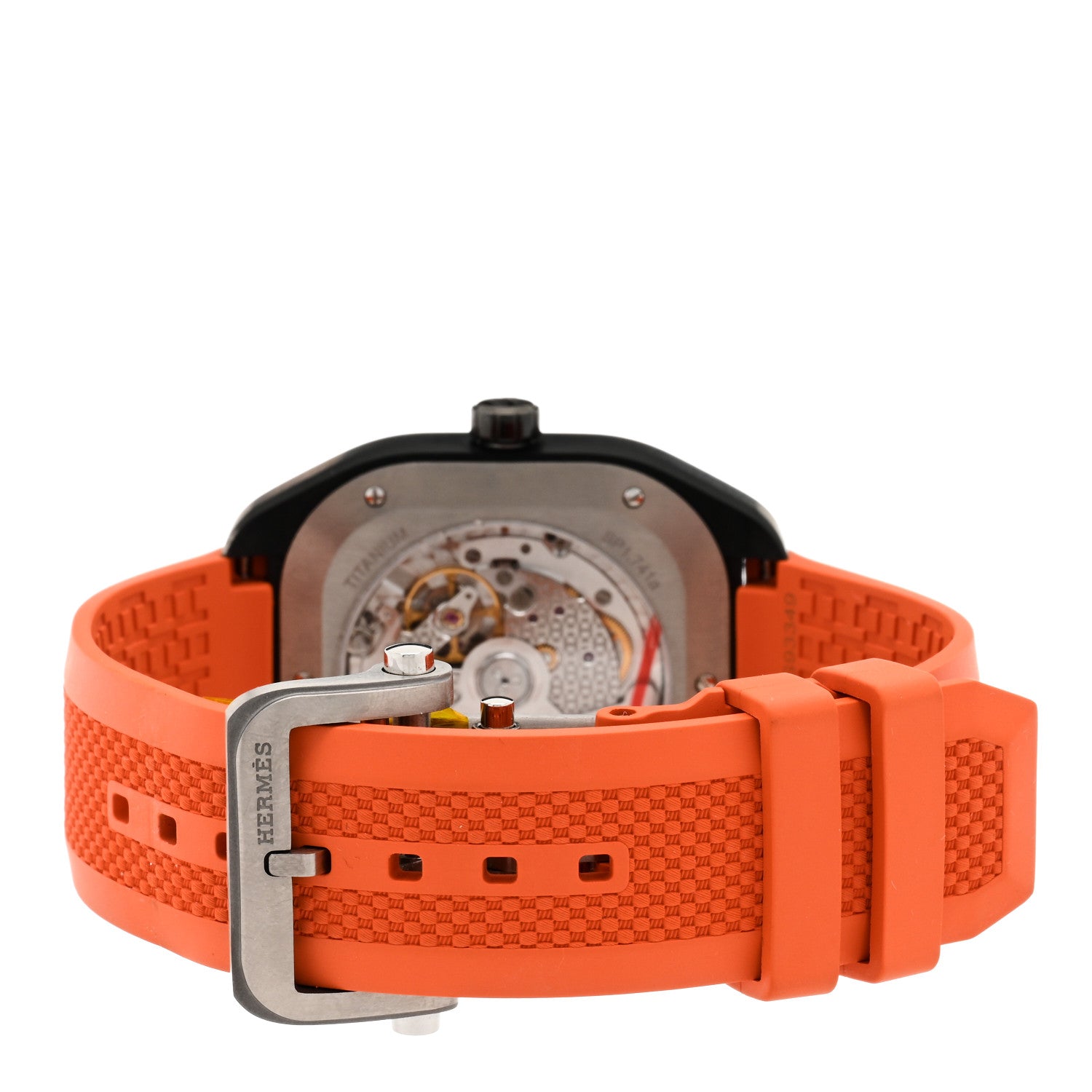 Hermes DLC Coated Titanium Rubber 39mm H08 Automatic Watch Orange 3 of 5