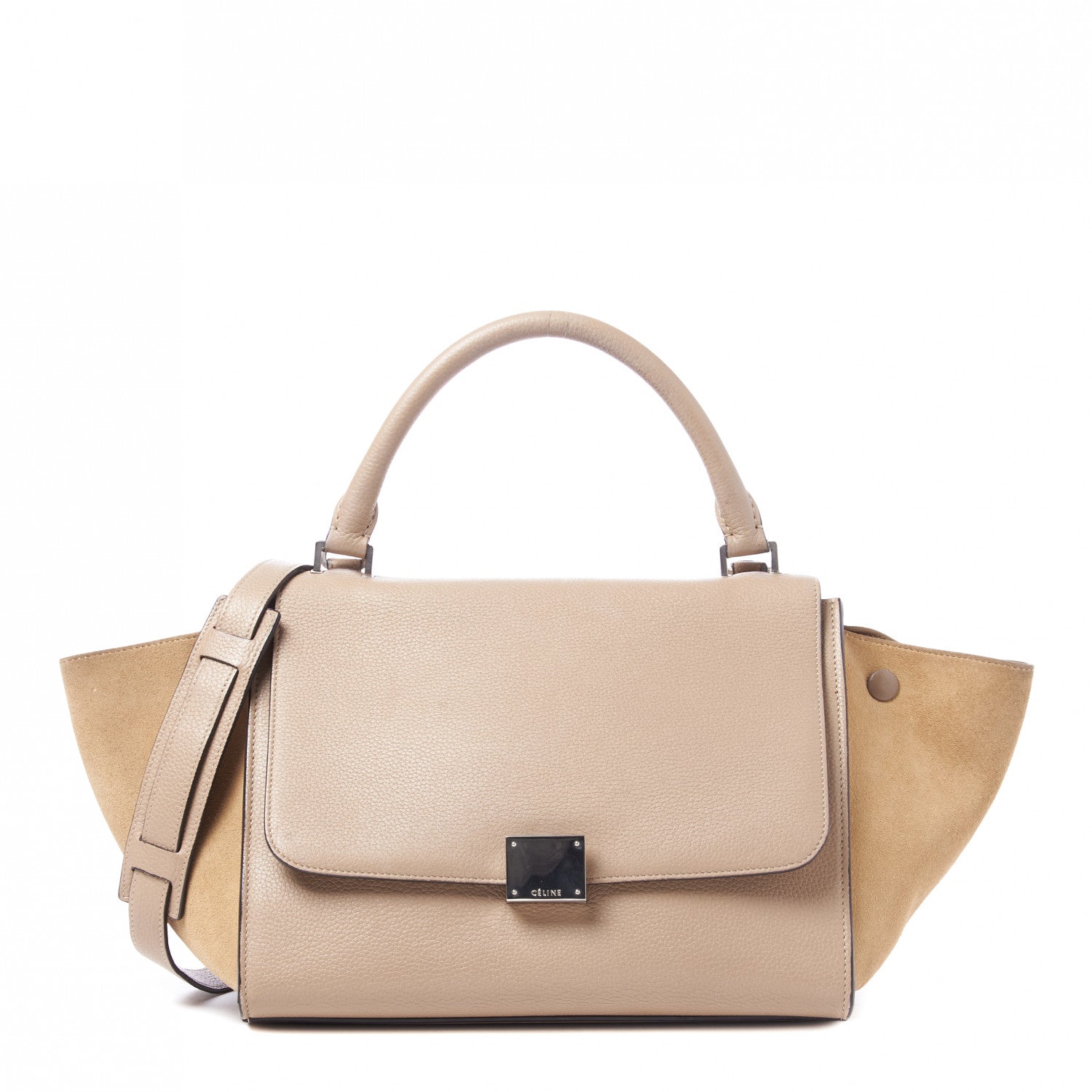 Celine Drummed Calfskin Suede Medium Trapeze Dune 1 of 9