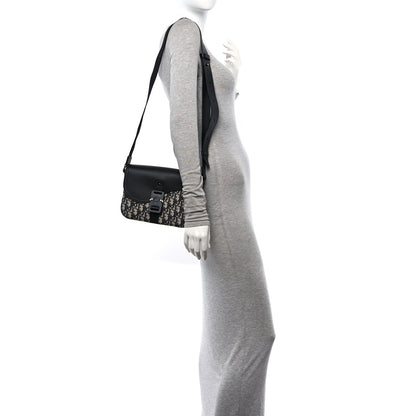 Christian Dior Oblique Jacquard Grained Calfskin Small Saddle Messenger Bag Beige Black 2 of 10