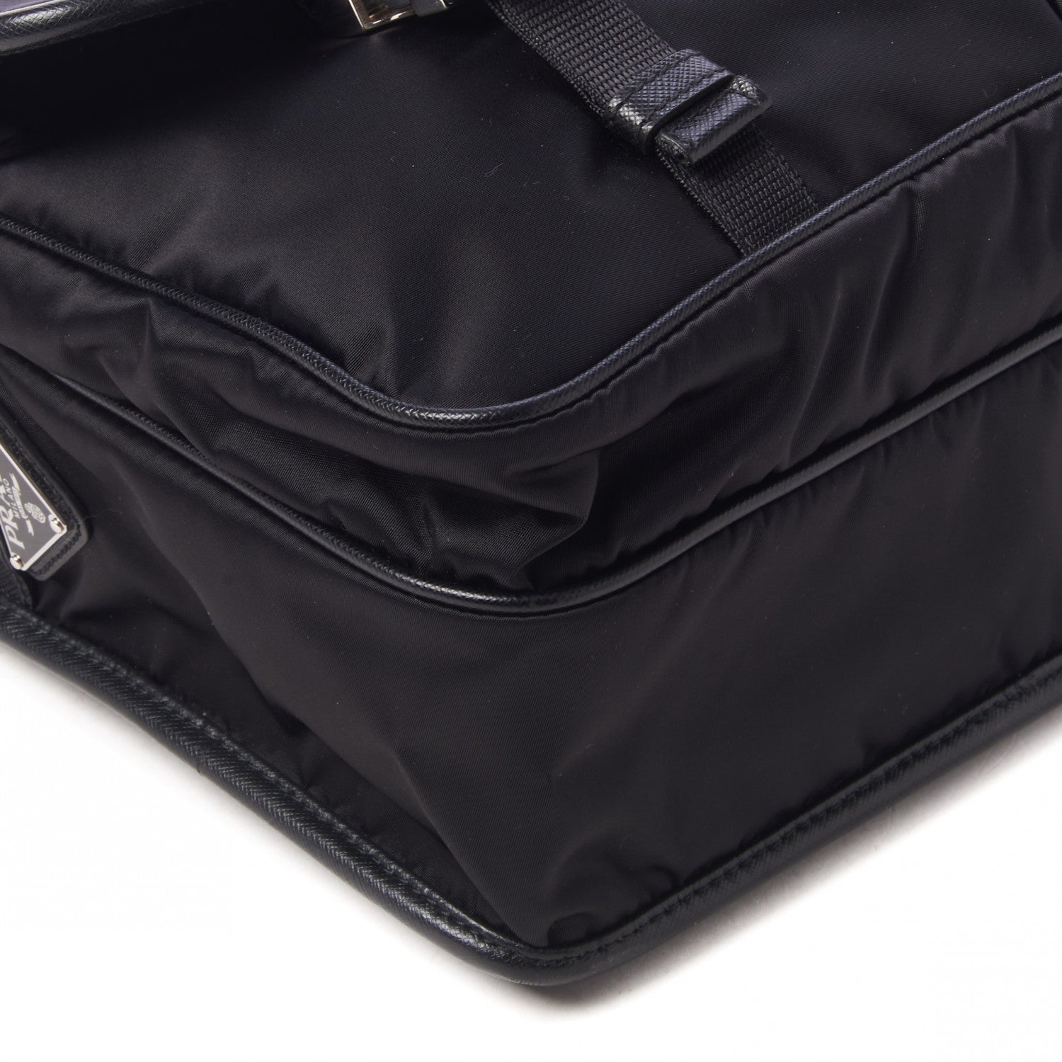 Prada Tessuto Nylon Saffiano Logo Messenger Bag Black 5 of 8