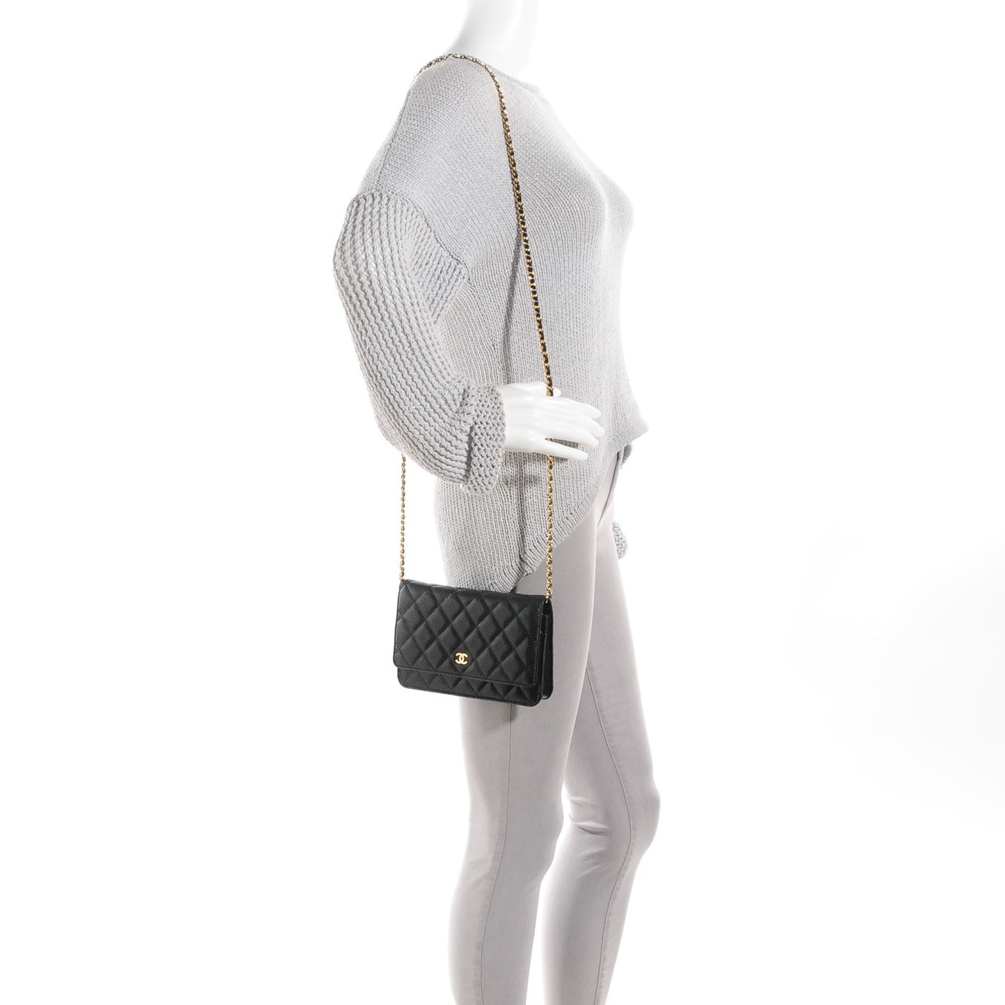 Caviar Quilted Wallet On Chain WOC Black