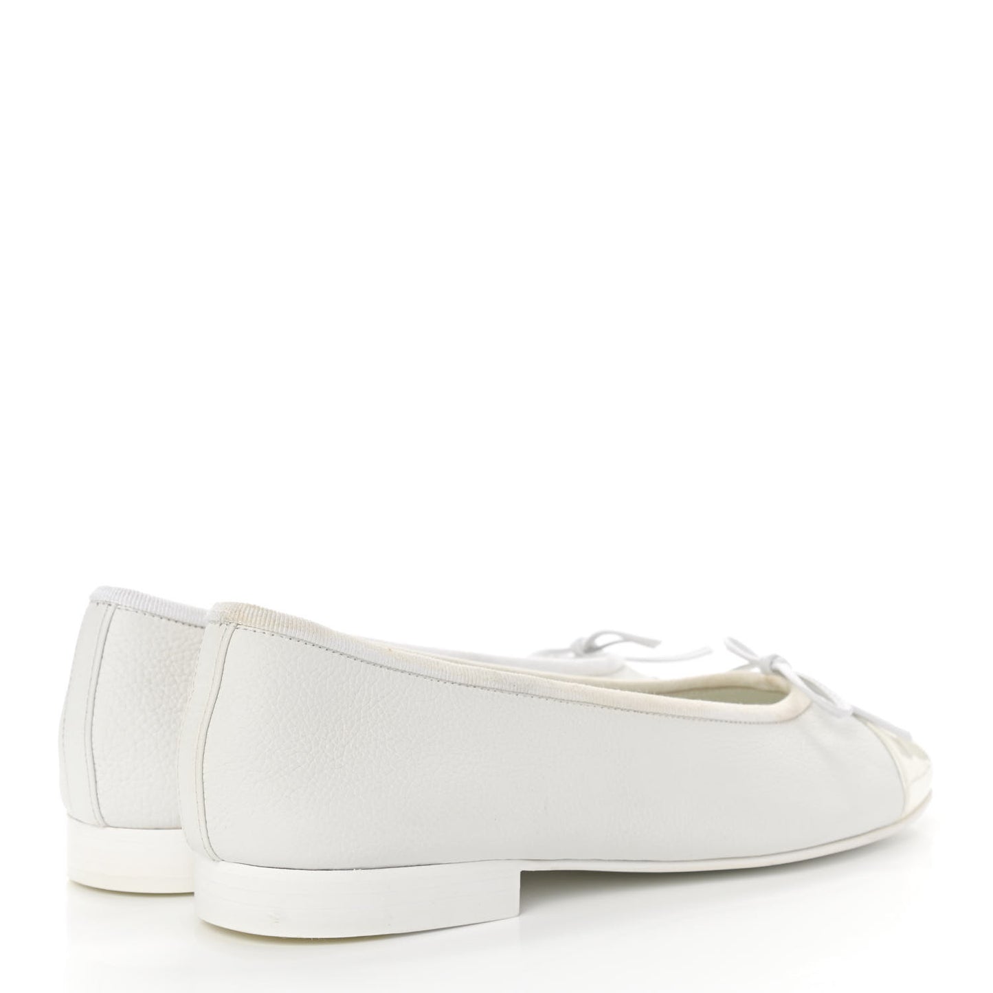 Calfskin Patent Cap Toe CC Ballerina Flats 36 White