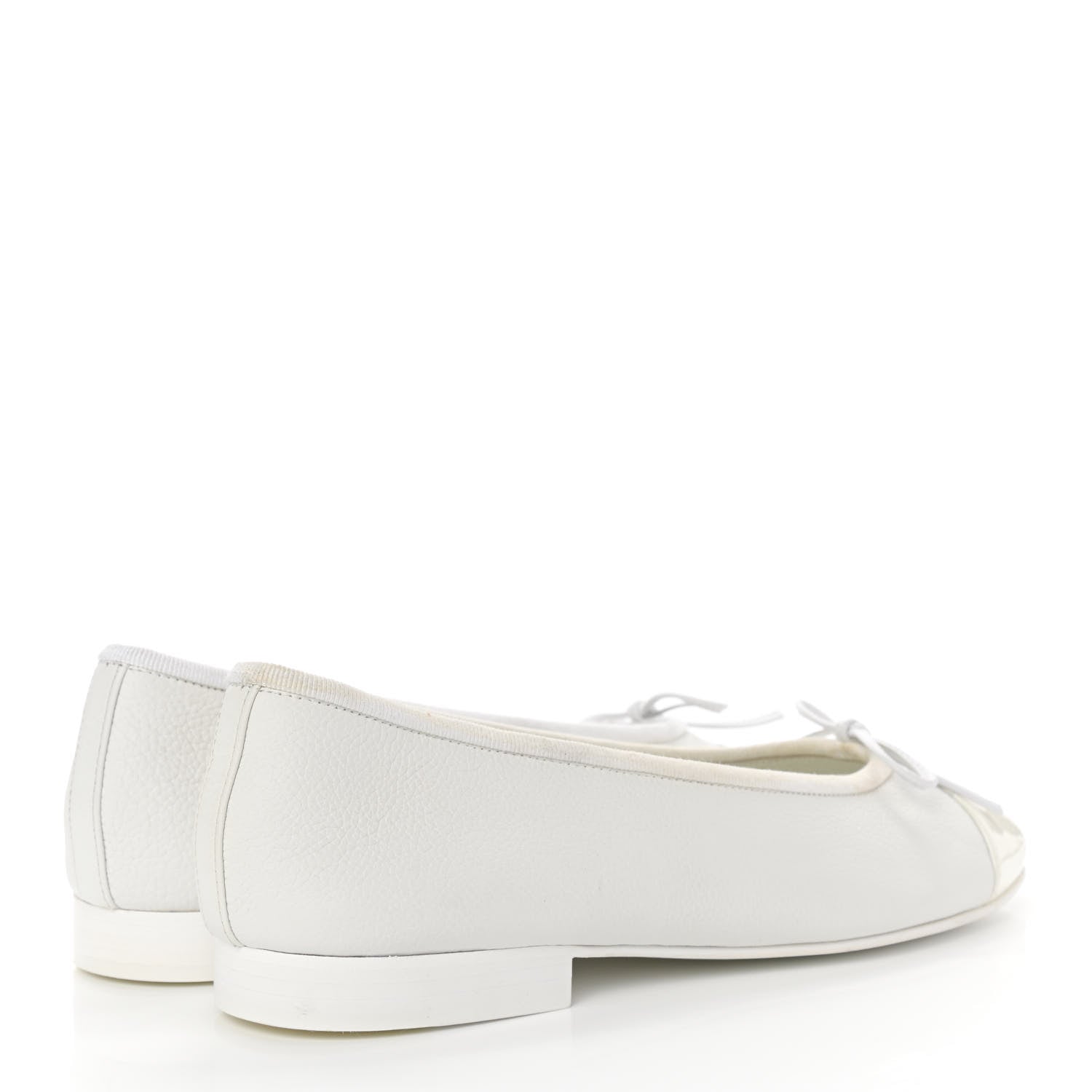 Chanel Calfskin Patent Cap Toe CC Ballerina Flats 36 White 4 of 13