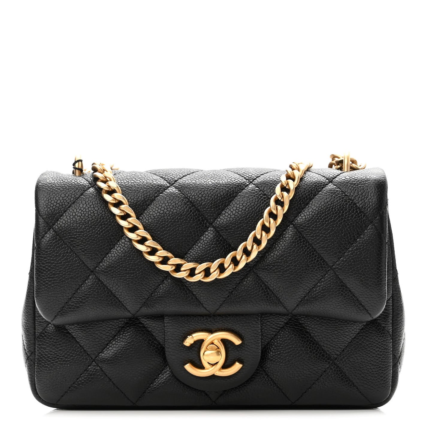 Caviar Quilted Mini Sweetheart Rectangular Flap Black