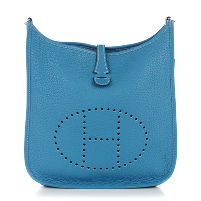 Hermes Taurillon Clemence Evelyne III PM Blue Jean 1 of 9