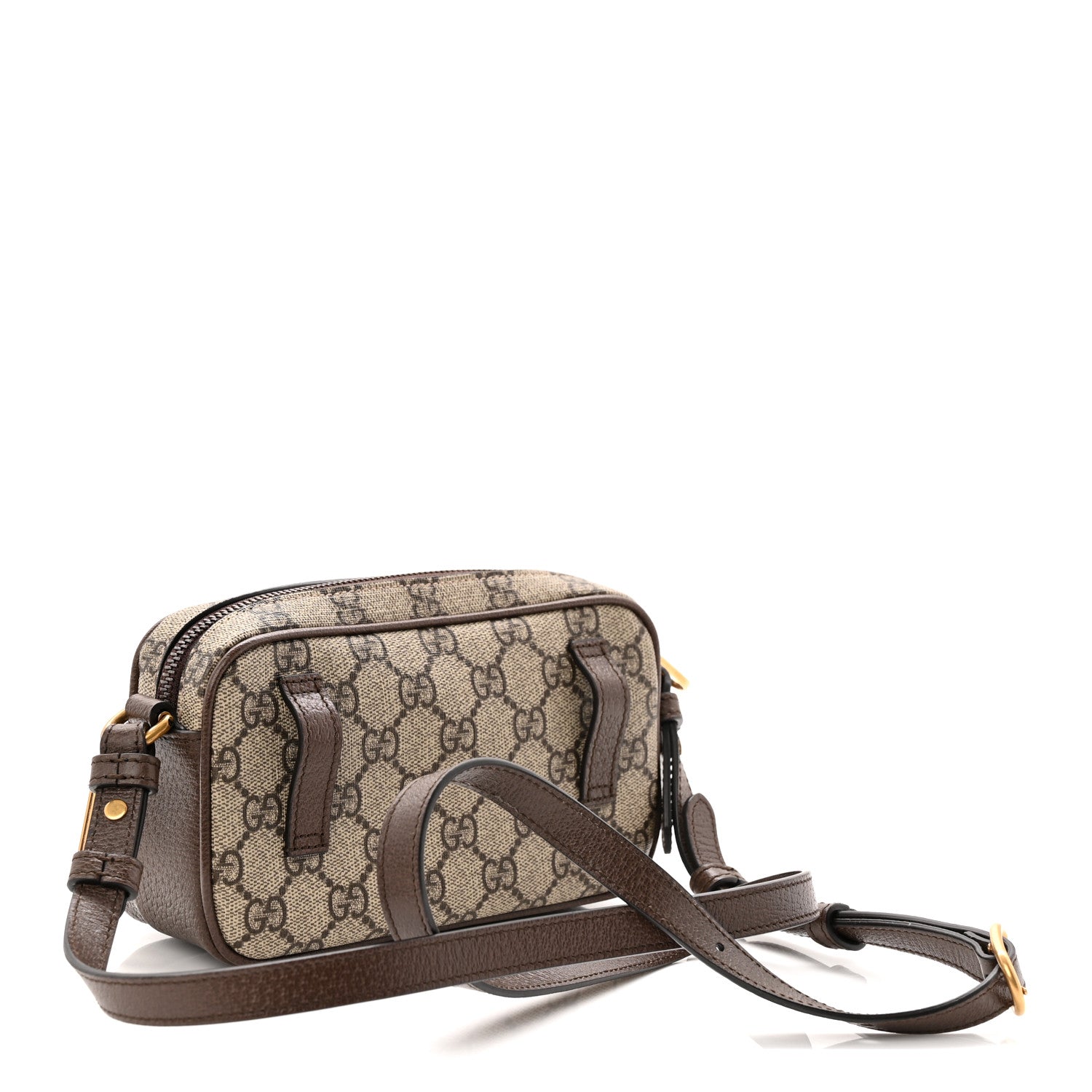 Gucci GG Supreme Monogram Textured Dollar Calfskin Web Mini Ophidia Convertible Shoulder Bag Beige Ebony New Acero 3 of 11