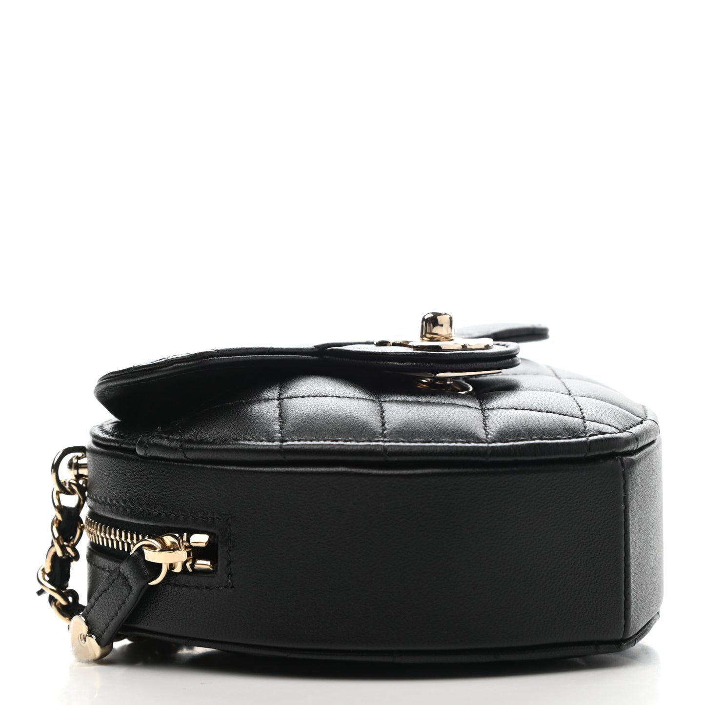 Lambskin Quilted CC In Love Heart Clutch With Chain Black