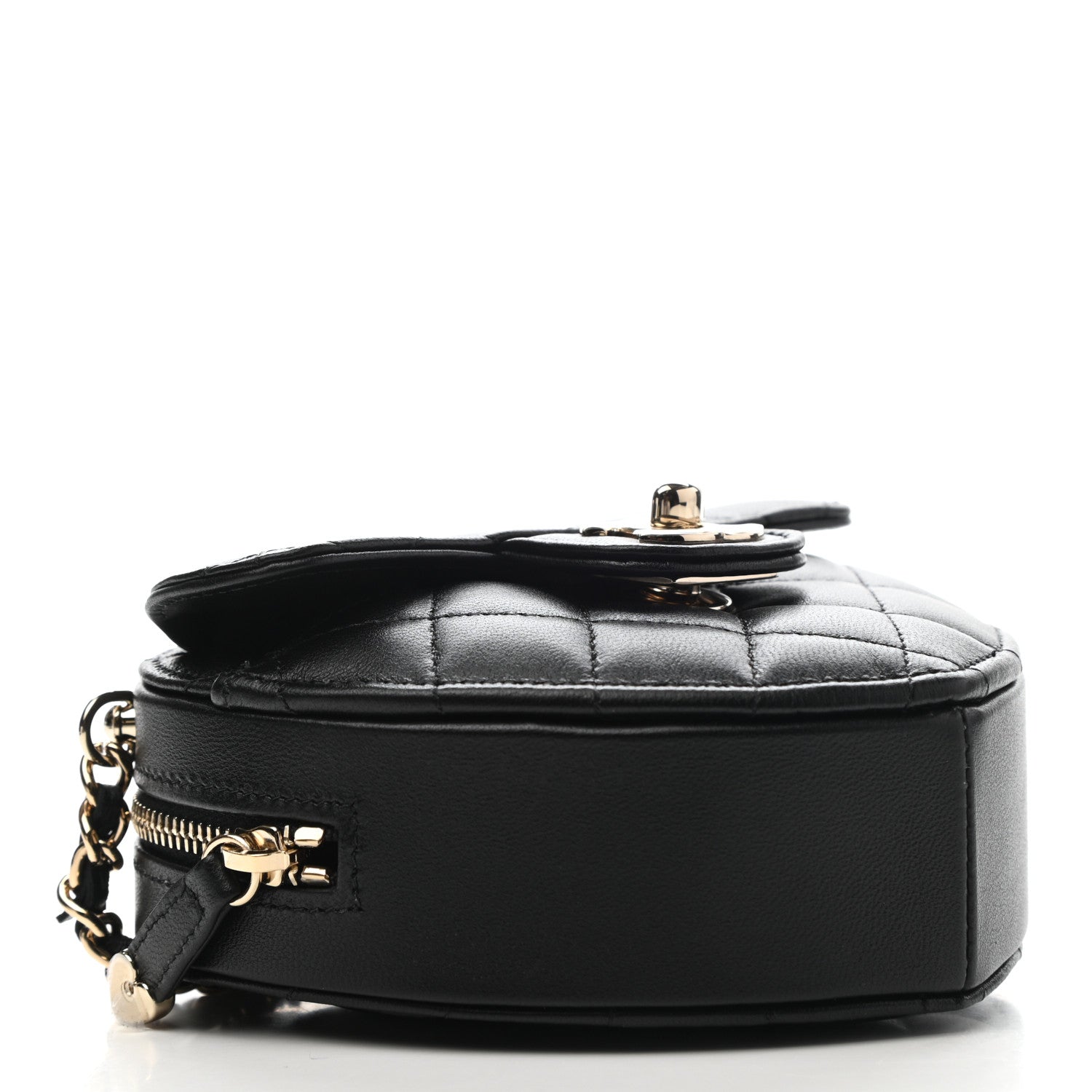 Chanel Lambskin Quilted CC In Love Heart Clutch With Chain Black 5 of 11