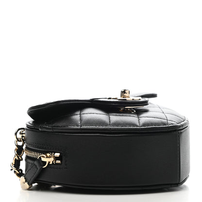 Chanel Lambskin Quilted CC In Love Heart Clutch With Chain Black 5 of 11