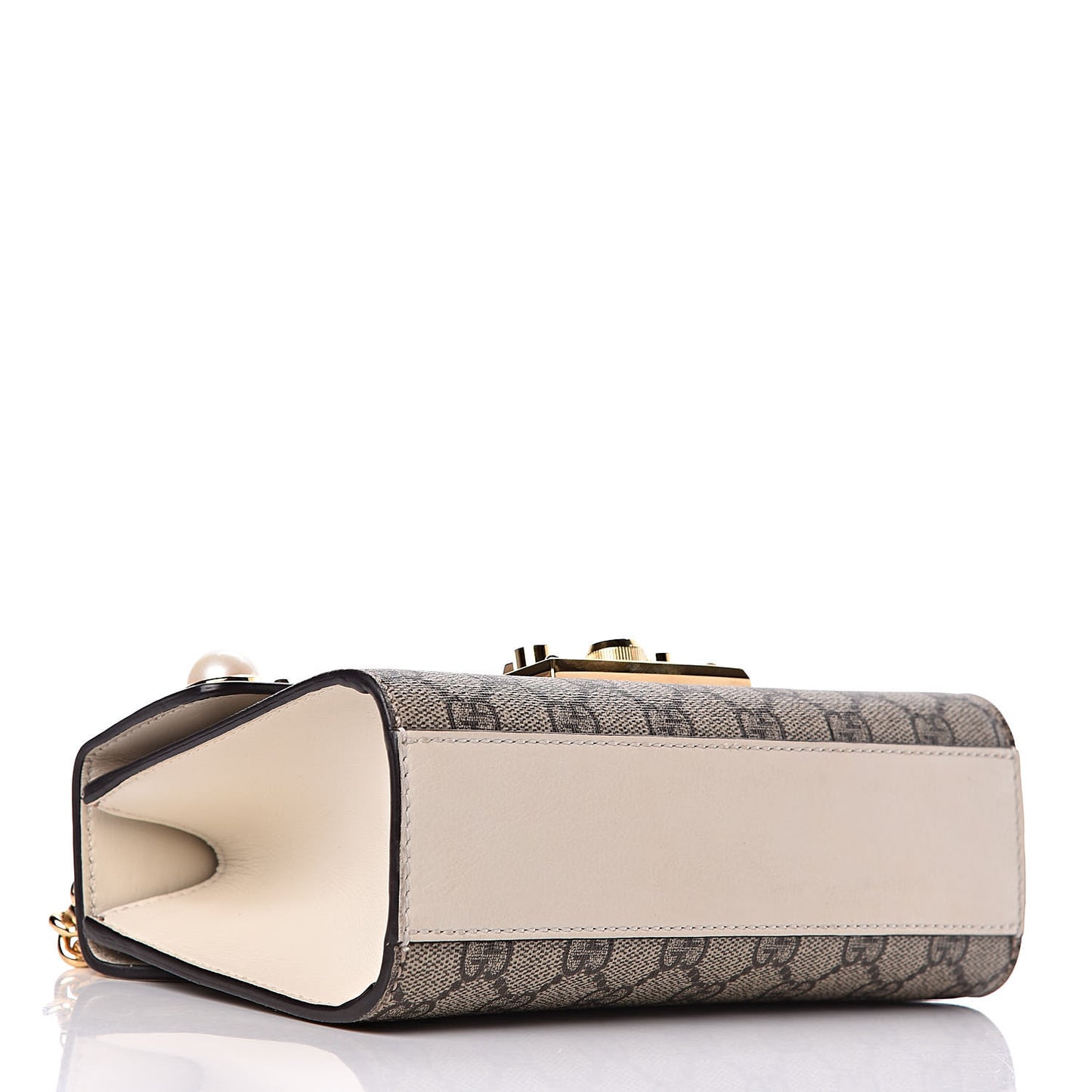 GG Supreme Monogram Studded Small Padlock Shoulder Bag White