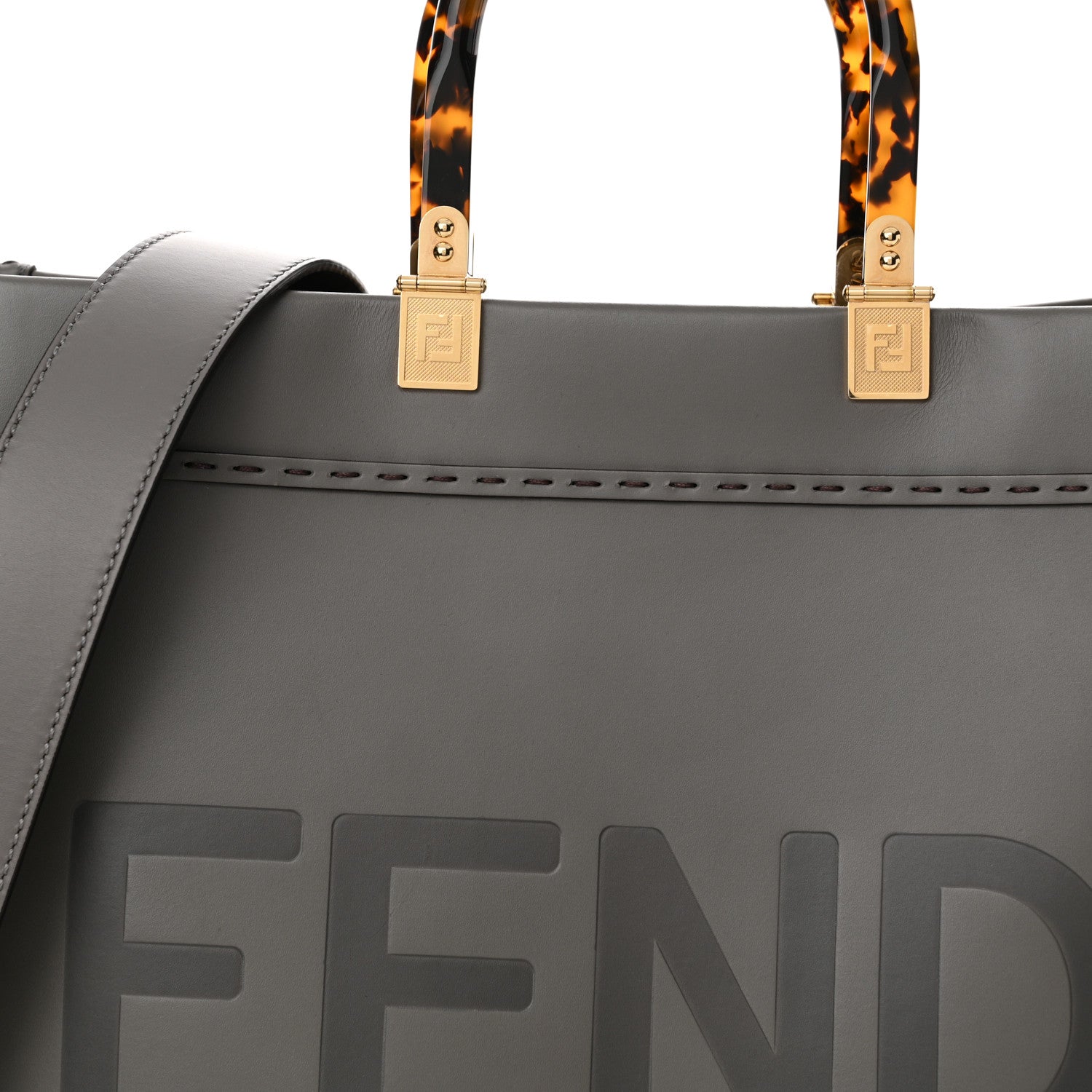 Fendi Vitello King Plexiglass Logo Embossed Medium Fendi Sunshine Shopper Tote Moon 8 of 11