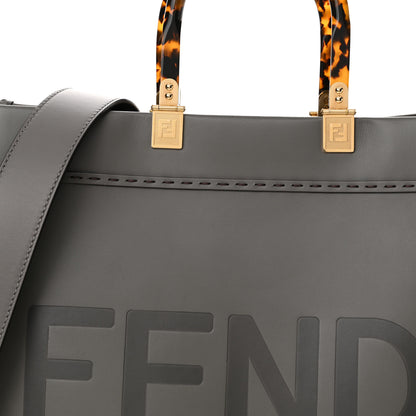 Fendi Vitello King Plexiglass Logo Embossed Medium Fendi Sunshine Shopper Tote Moon 8 of 11