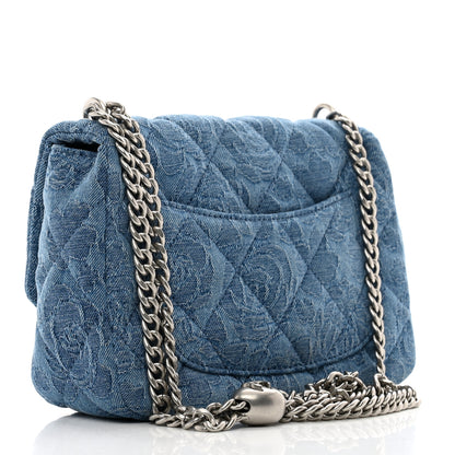 Chanel Denim Quilted Camellia Sweetheart Mini Flap Blue 3 of 10