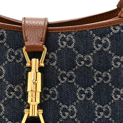 Gucci New Denim GG Monogram Calfskin Small Jackie 1961 Hobo Blue Tea Cuir 8 of 13