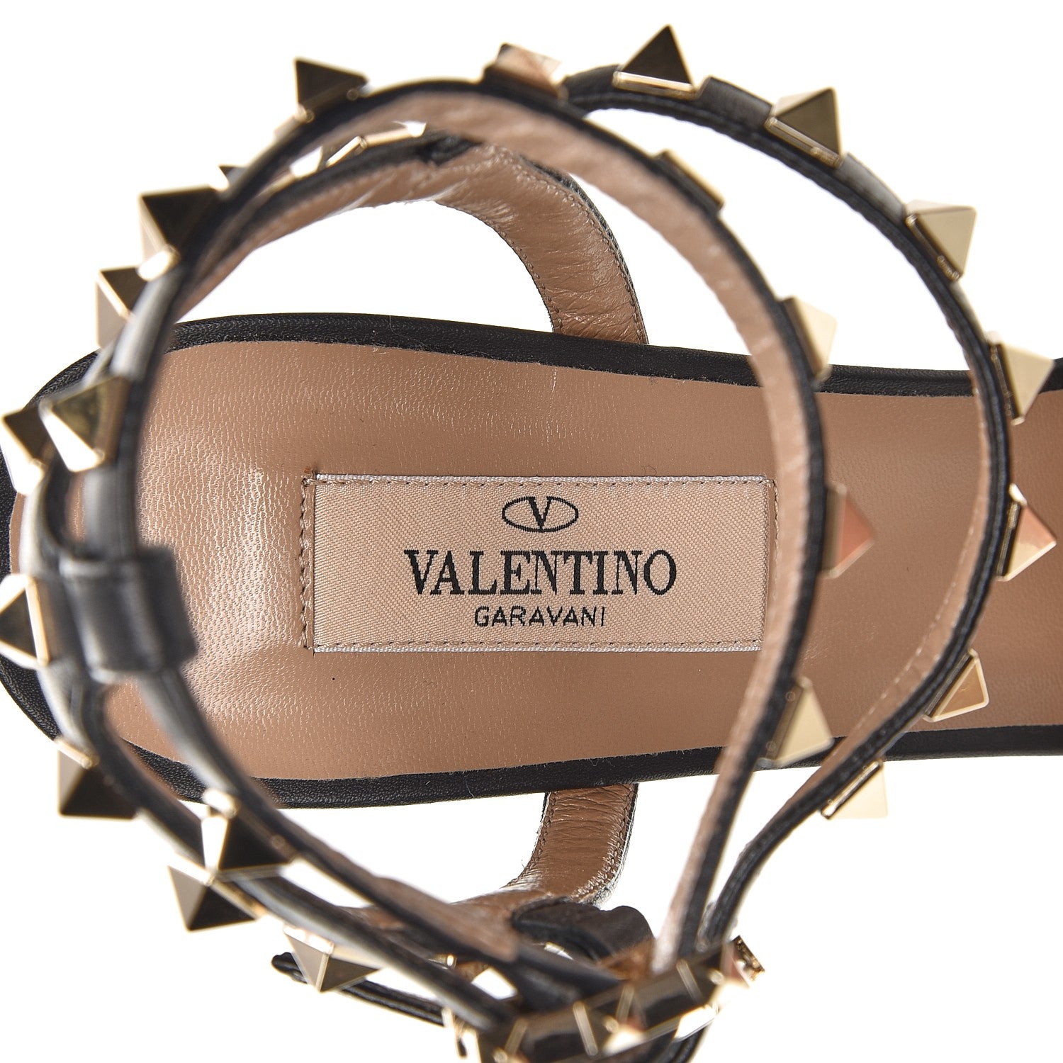 Valentino Garavani Pebbled Calfskin Rockstud Ankle Strap 5/105mm Sandals 37.5 Black 8 of 9