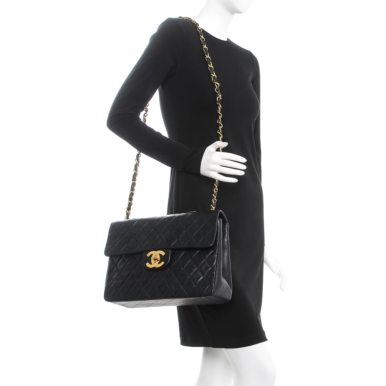 Chanel Lambskin Quilted XL Jumbo Single Flap Black 3 of 9