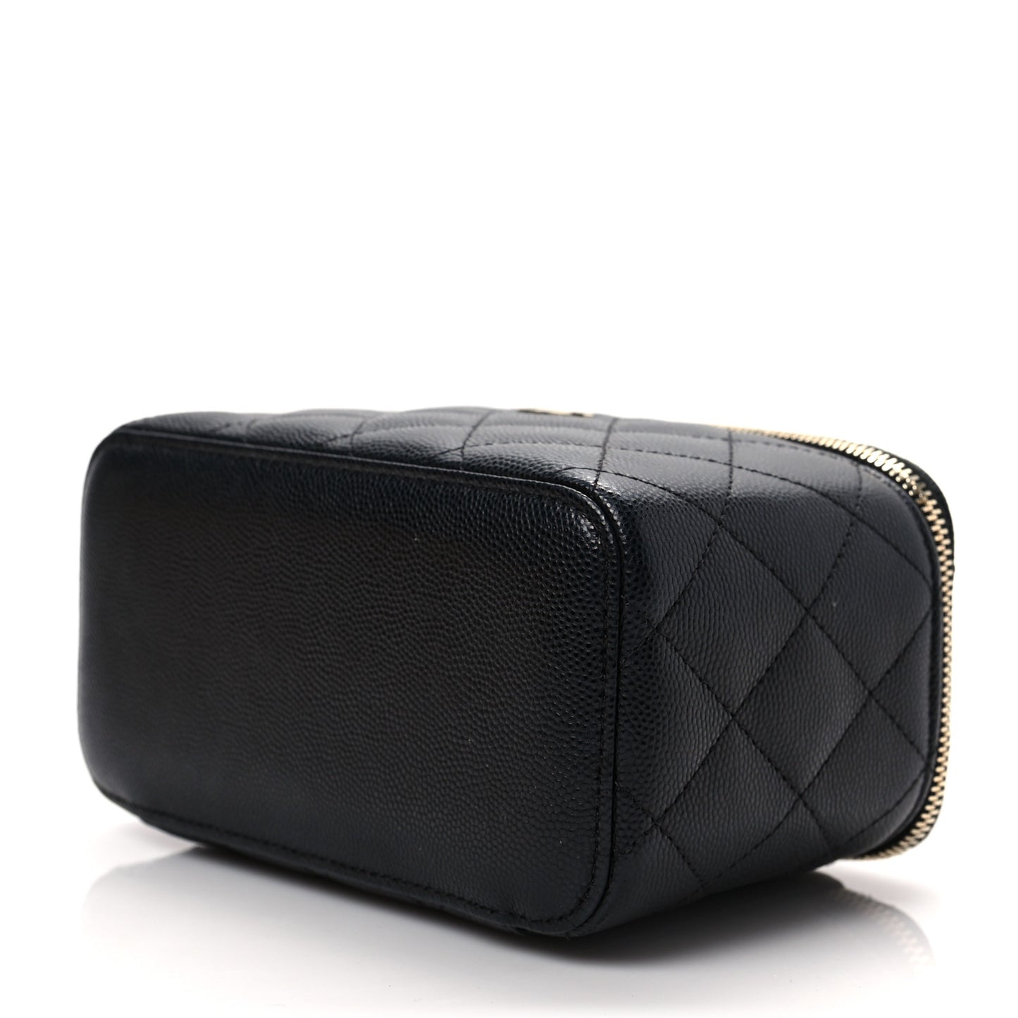 Caviar Quilted Small Vanity Case With Chain Black