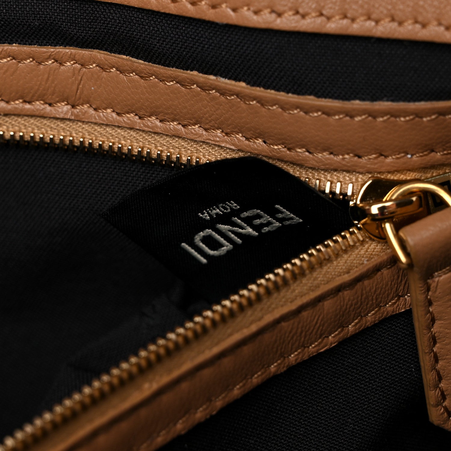 Fendi Nappa FF 1974 Embossed Baguette Miele Scuro 7 of 10