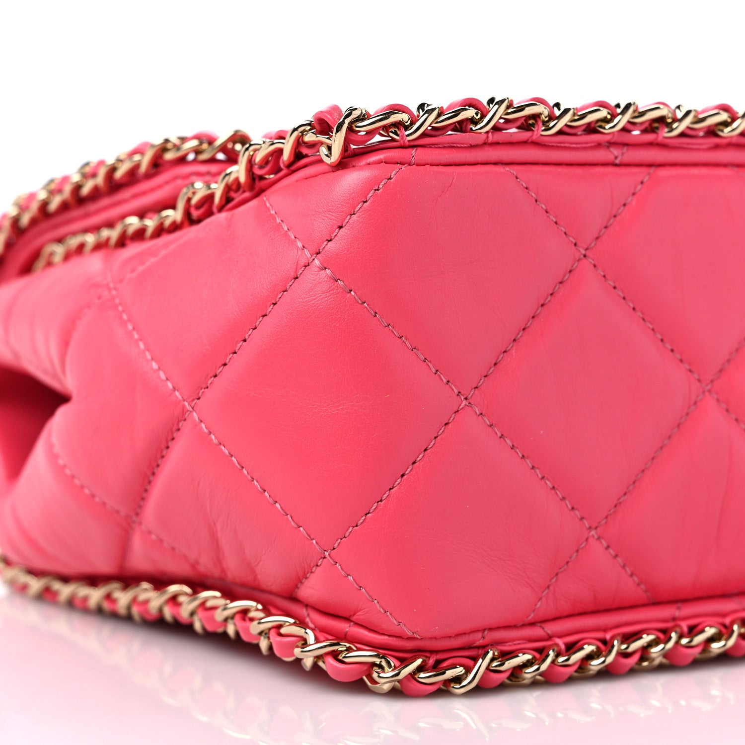 Chanel Crumpled Calfskin Medium Chain All Over Flap Pink 8 of 10