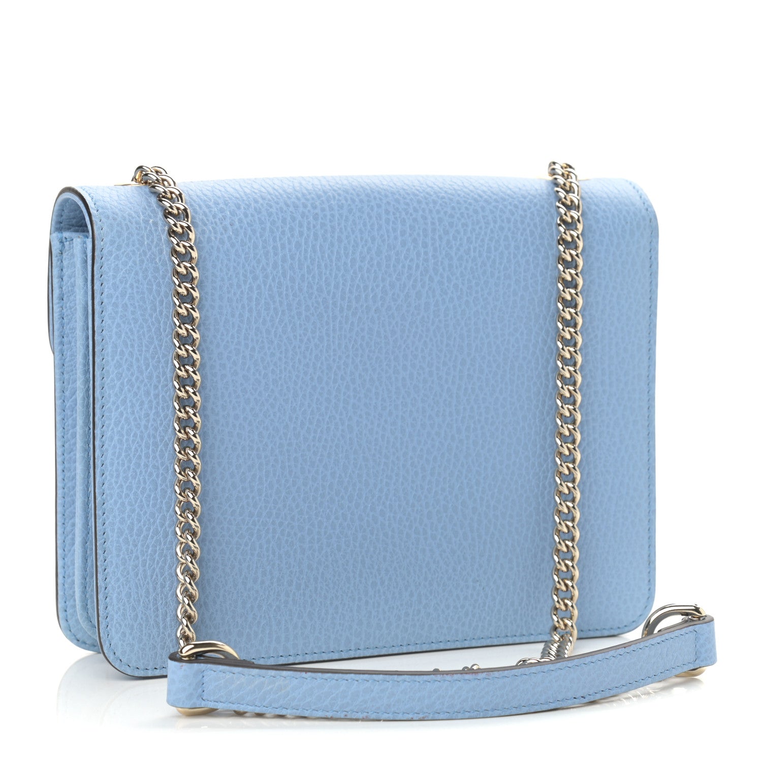 Gucci Dollar Calfskin Small Interlocking G Shoulder Bag Mineral Blue 3 of 12