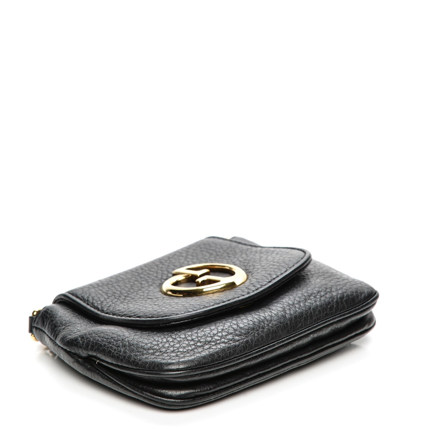 Gucci Pebbled Calfskin Small 1973 Chain Shoulder Bag Black 4 of 9