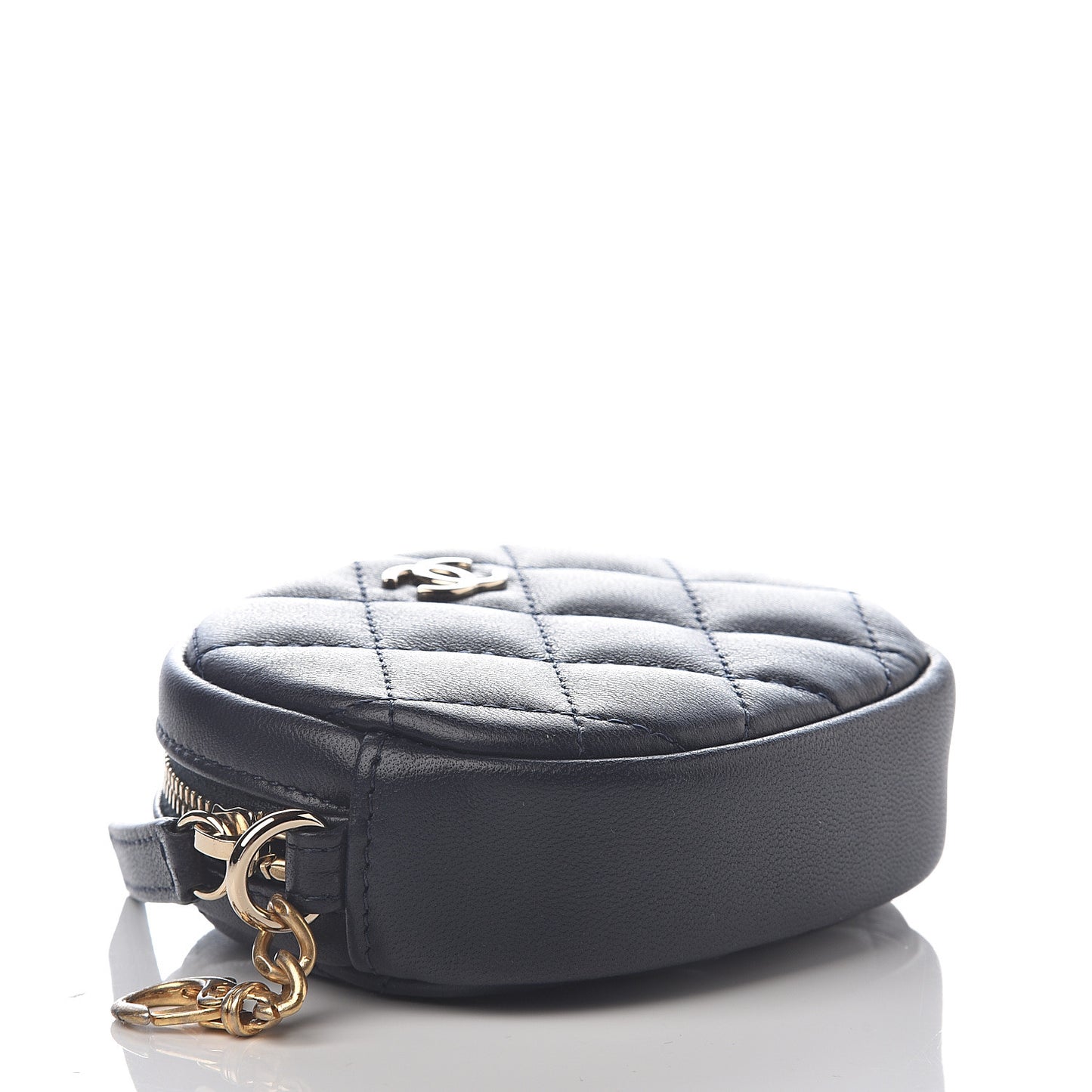 Lambskin Quilted Zip Around Classic Coin Purse Navy Blue
