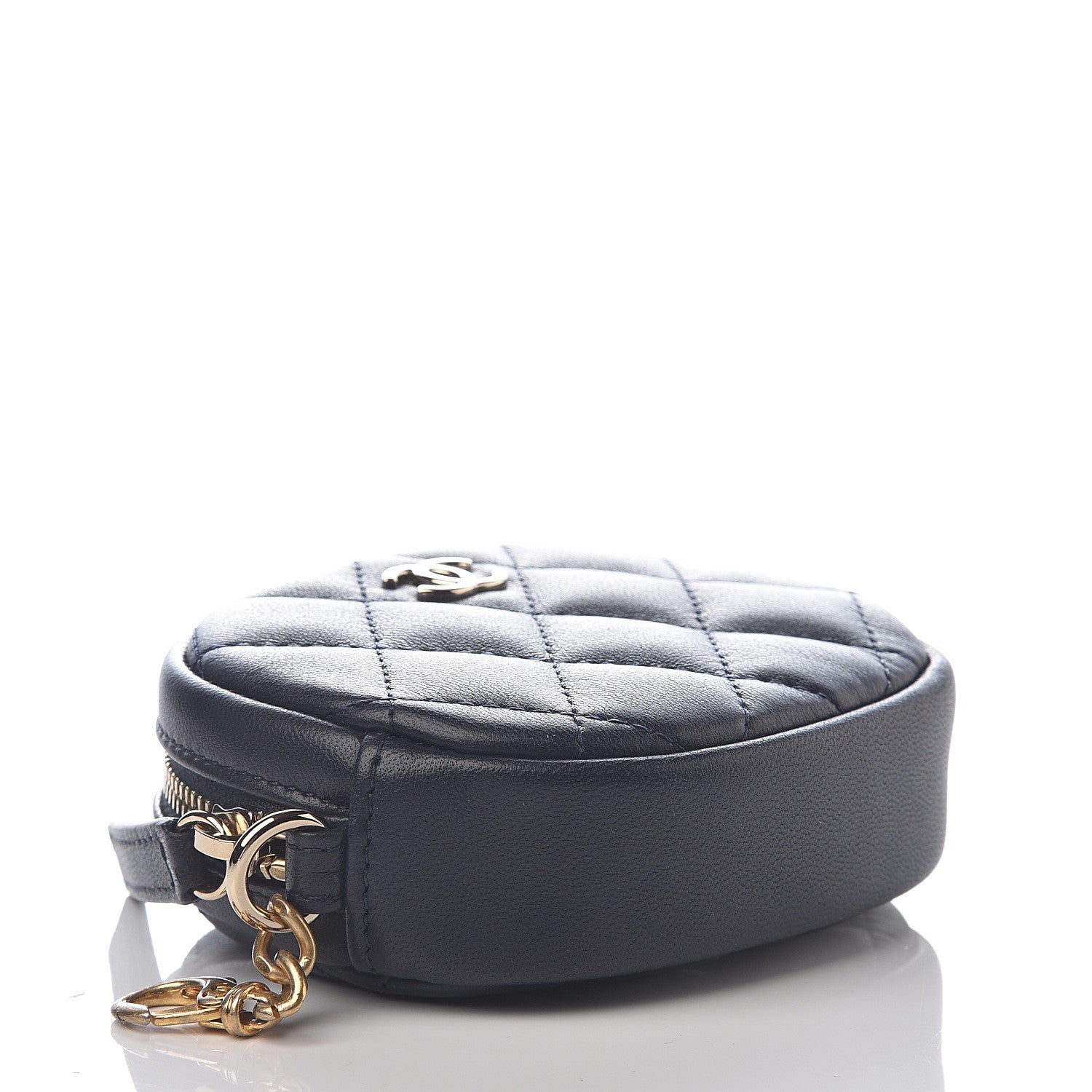 Chanel Lambskin Quilted Zip Around Classic Coin Purse Navy Blue 3 of 6