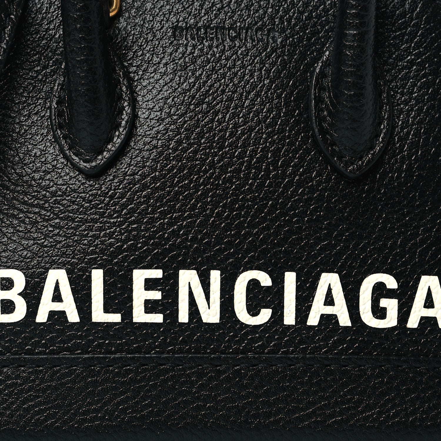 Balenciaga Grained Calfskin Logo Mini Ville Top Handle Bag Black White 8 of 10