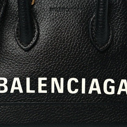 Balenciaga Grained Calfskin Logo Mini Ville Top Handle Bag Black White 8 of 10