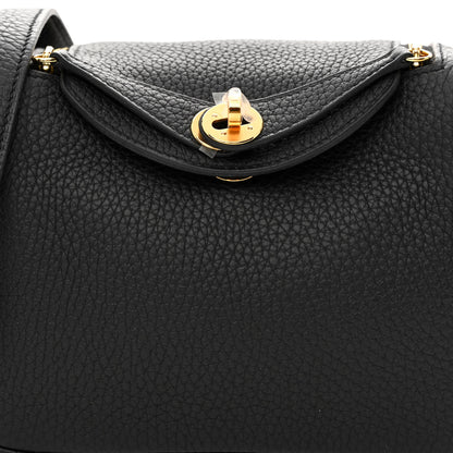 Hermes Taurillon Clemence Mini Lindy 20 Black 8 of 11