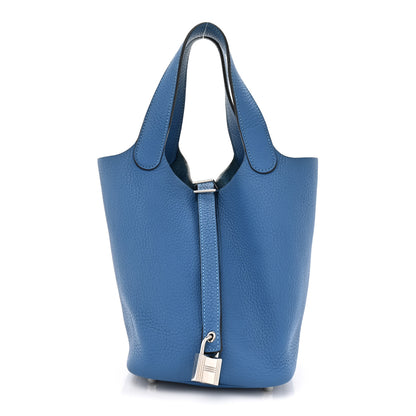 Hermes Taurillon Clemence Picotin Lock 18 PM Bleu Frida 1 of 12