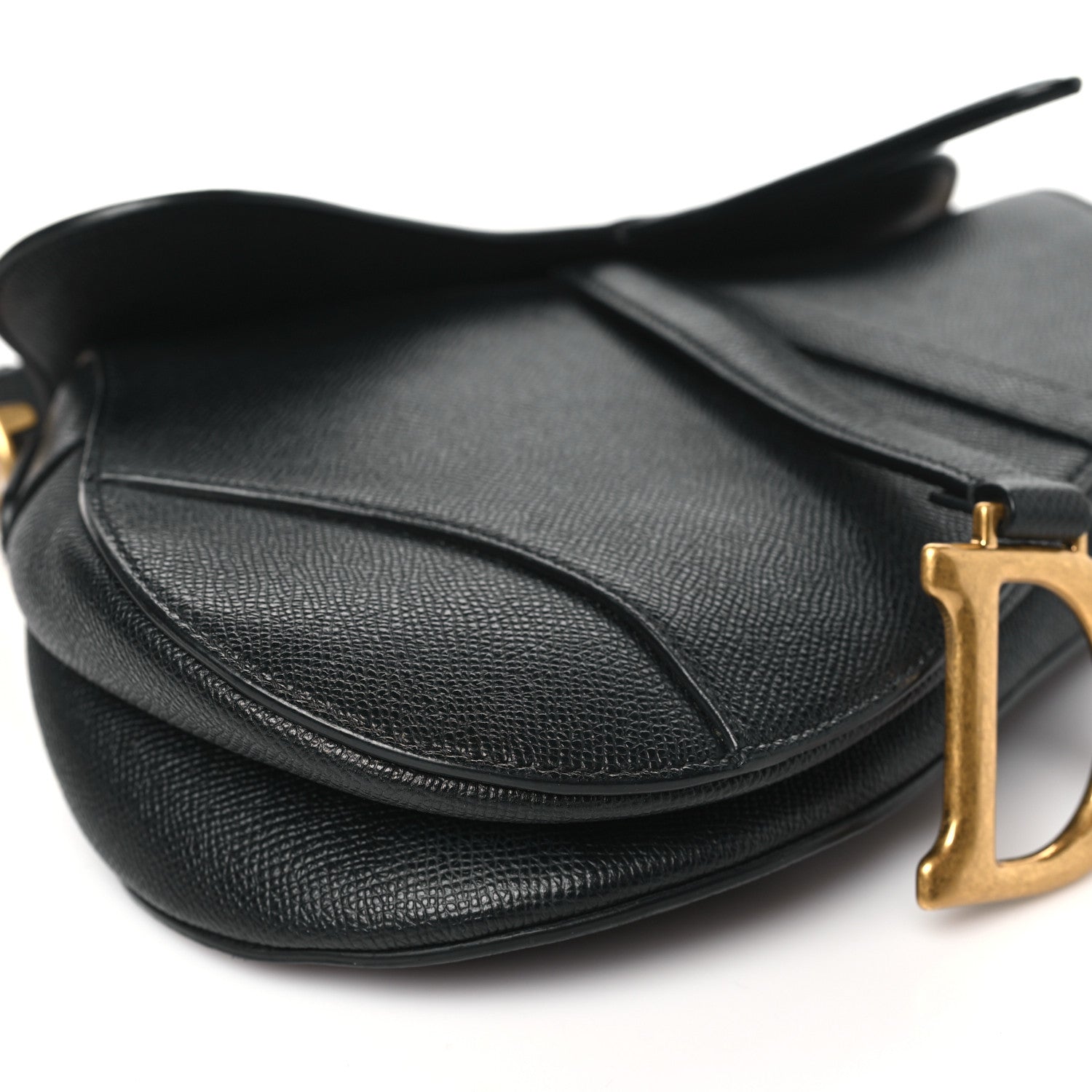 Christian Dior Grained Calfskin Saddle Bag Black 9 of 10