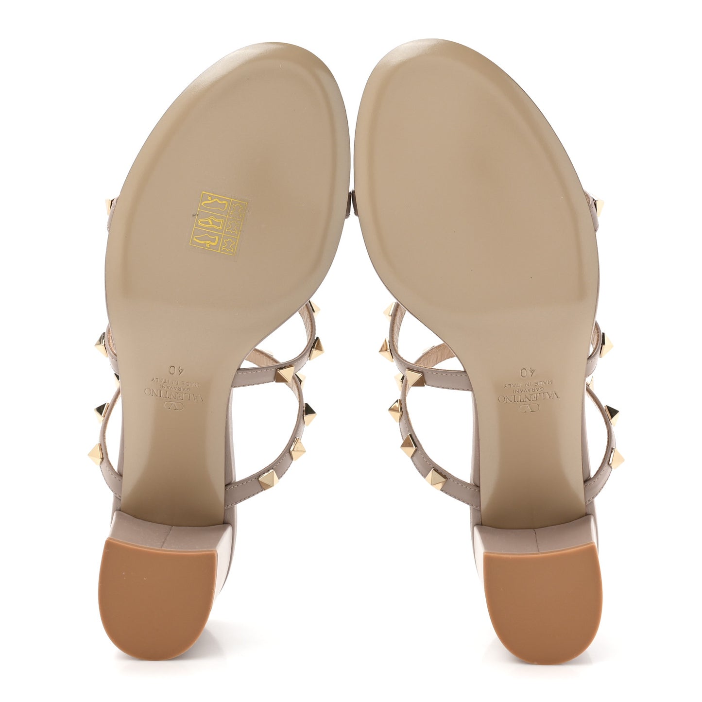 Calfskin Rockstud 60mm Caged Slide Sandals 40 Poudre