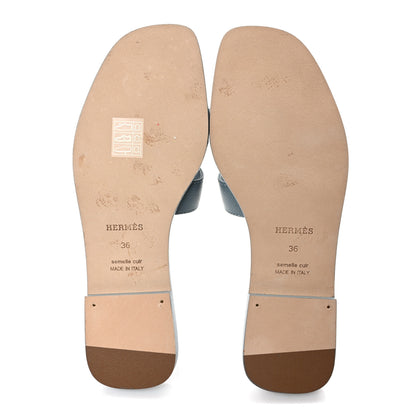 Hermes Epsom Oran Sandals 36 Gris Antarctique 5 of 9